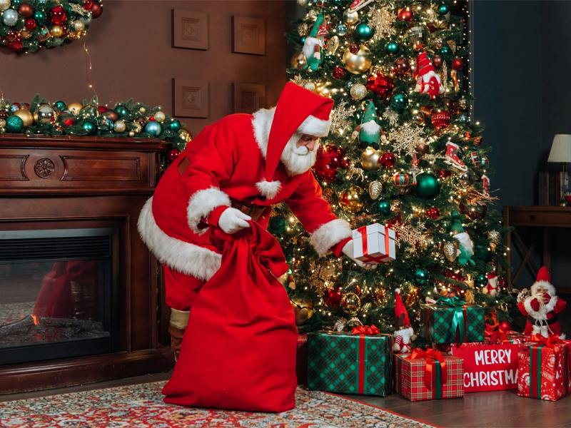Santa Claus delivering presents.