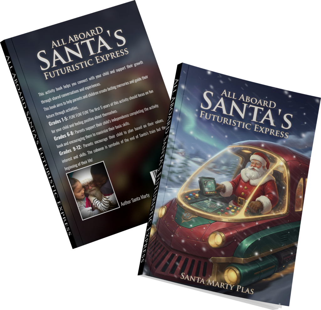 All Aboard Santa's Futuristic Express by Santa Marty Plas