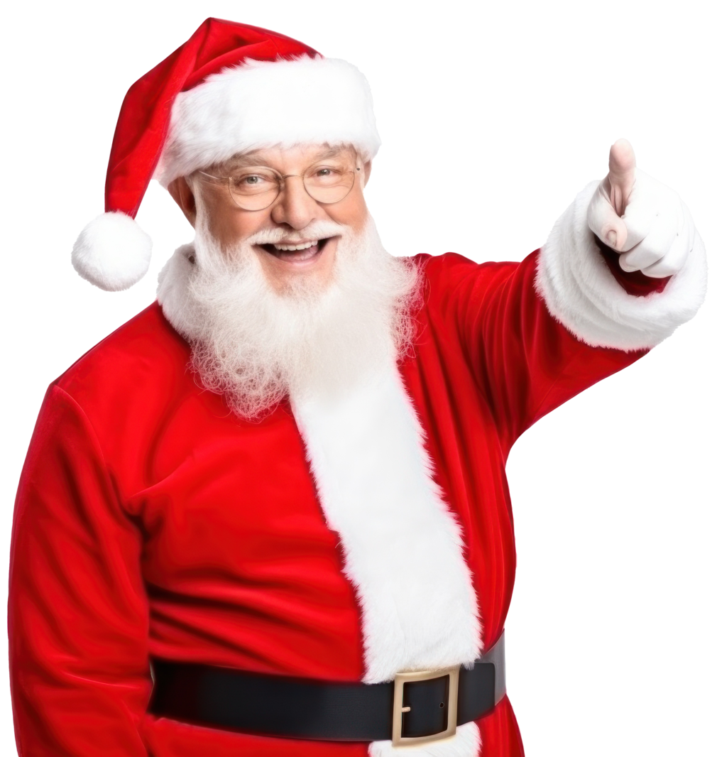 A smiling Santa Claus.
